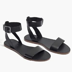 Madewell Black Leather Ankle-Strap Sandals